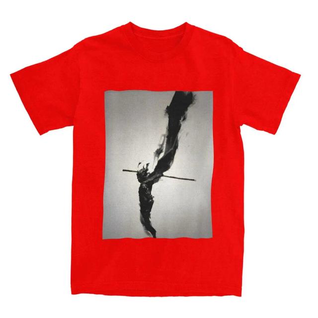 Monochrome Warrior Leap T-Shirt Red - Black Myth Wukong