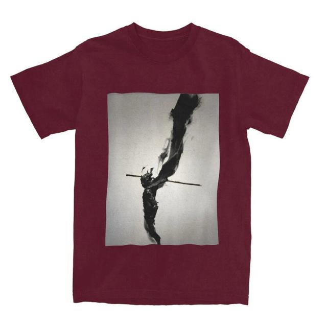 Monochrome Warrior Leap T-Shirt Burgundy - Black Myth Wukong