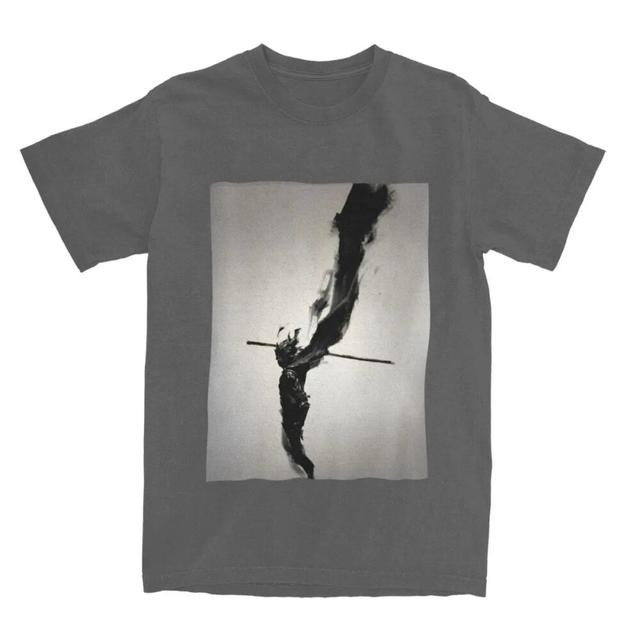 Monochrome Warrior Leap T-Shirt Dark Gray - Black Myth Wukong